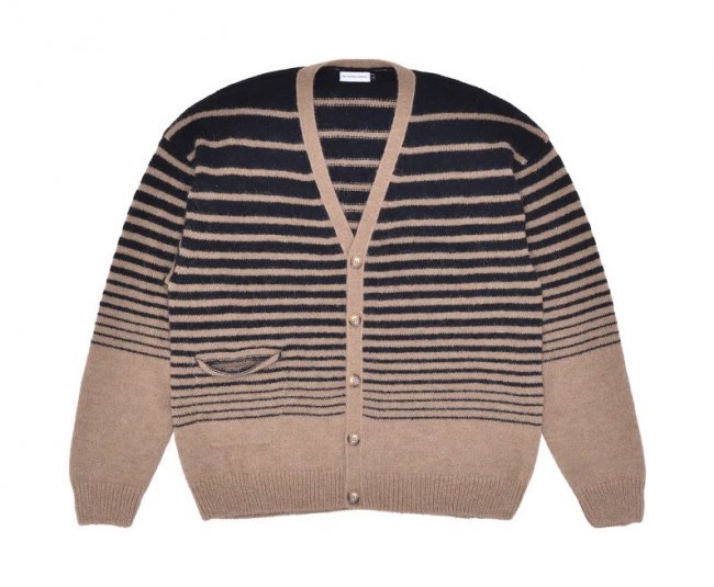 POP TRADING COMPANY " KNITTED CARDIGAN " SESAME/ BLACK 