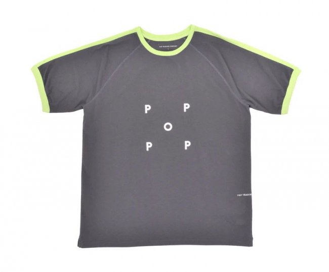 POP TRADING COMPANY " KEENAN T-SHIRT " CHARCOAL/ JADE LIME