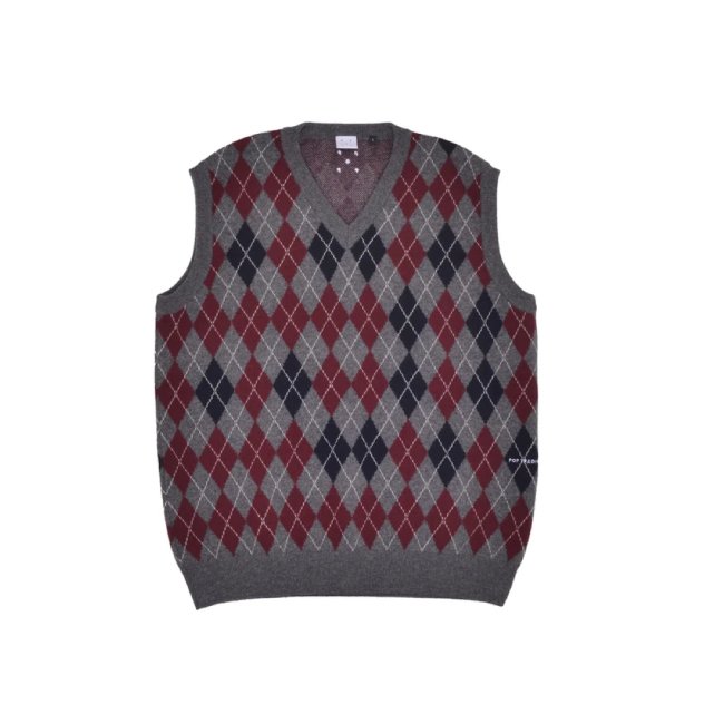 POP TRADING COMPANY " BURLINGTON KNITTED SPENCER IN CHARCOAL/ MULTI " 