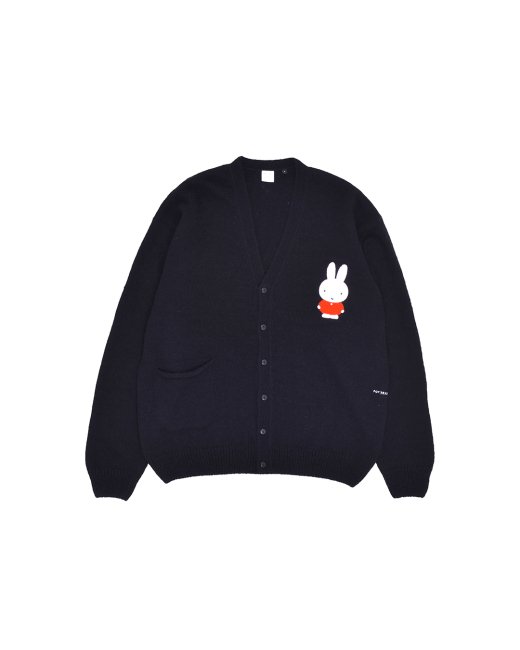 POP TRADING COMPANY " MIFFY APPLIQUE KNITTED CARDIGAN IN BLACK "