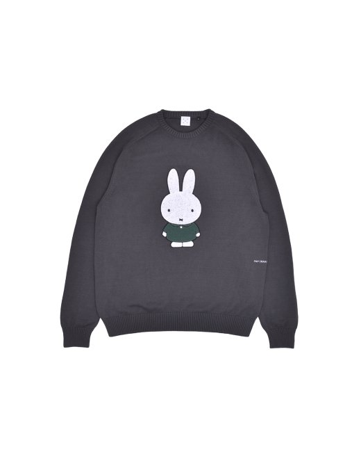 POP TRADING COMPANY " MIFFY APLIQUE KNITTED CREWNECK IN GREY "