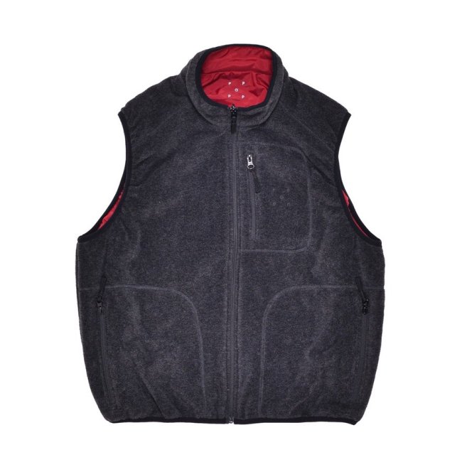 POP TRADING COMPANY " REVERSIBLE VEST IN ANTHRACITE/ RIO RED