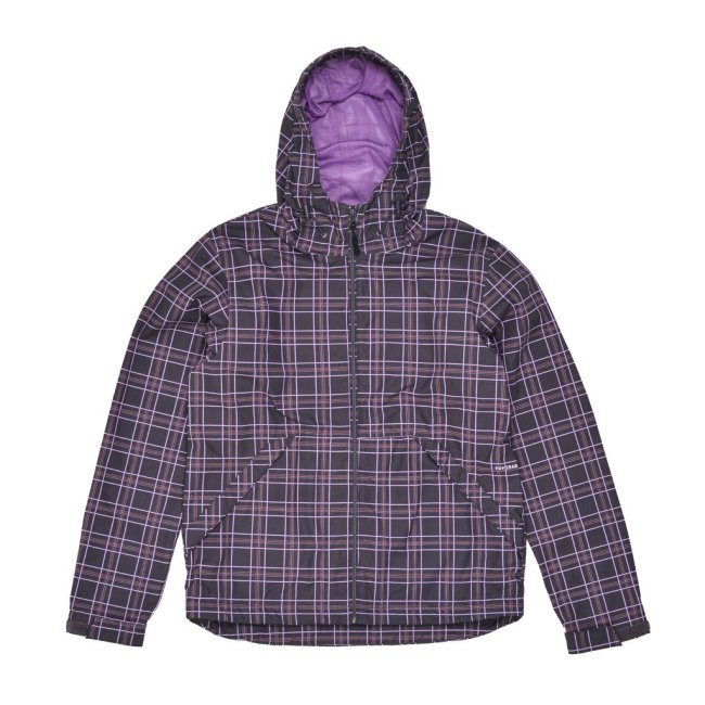 POP TRADING COMPANY " CHECKED VOMDEL JACKET IN CHARCOAL/ VIOLA "