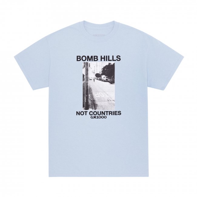 GX1000 " BOMB HILLS NOT COUNTRIES TEE " POWDER BLUE