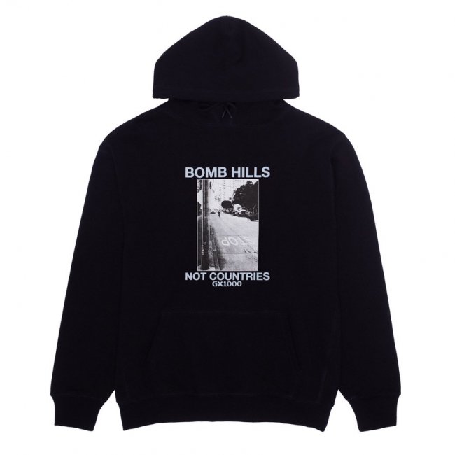 GX1000 " BOMB HILLS SK8 FIT HOODIE " BLACK/ POWDER BLUE