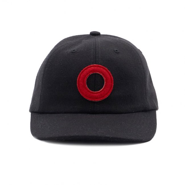 POP TRADING COMPANY " O SIXPANEL HAT IN BLACK/ RED "