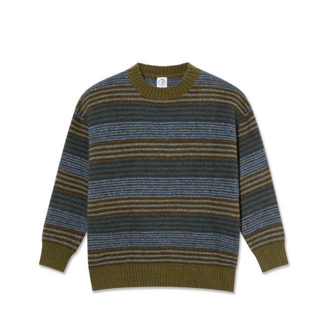 POLAR " GEORGE SWEATER " BLUE GREEN STRIPE