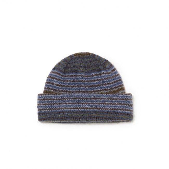 POLAR " GEORGE BEANIE " BLUE GREEN STRIPE