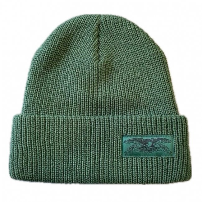 ANTIHERO " STOCK EAGLE LABEL CUFF BEANIE " GREEN