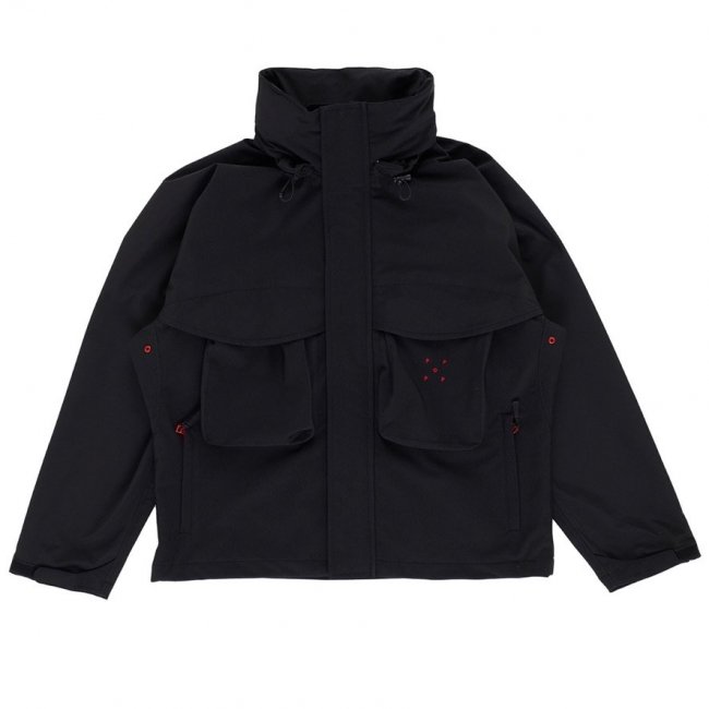 POP TRADING COMPANY " POPSHELL JACKET IN BLACK/ GOJI BERRY "