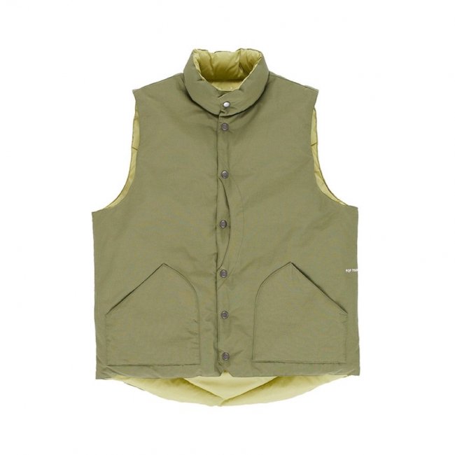 POP TRADING COMPANY " REVERSIBLE QUILTED VEST IN FOUR LEAF CLOVER/ WEEPING WILLOW