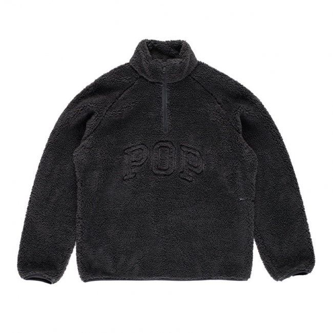 POP TRADING COMPANY " ARCH HALFZIP FLEECE SWEAT IN CHARCOAL " 