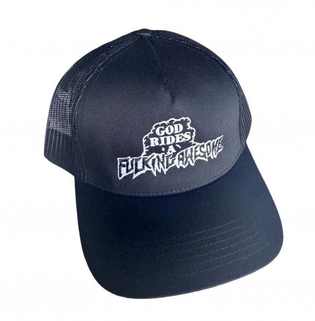 FUCKING AWESOME " GOD RIDES FA TRUCKER HAT " BLACK