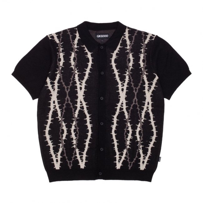 GX1000 " KNITTED POLO BUTTON UP " BLACK