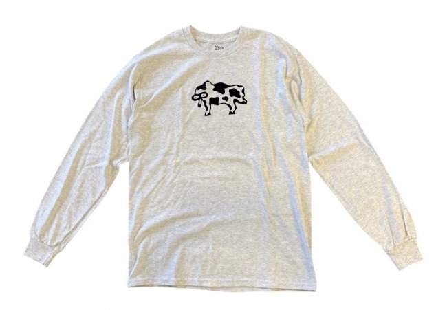 RYUJI GUSHIKEN / ISSSSLOW " COW COW COW ? L/ S TEE " HEATHER GREY