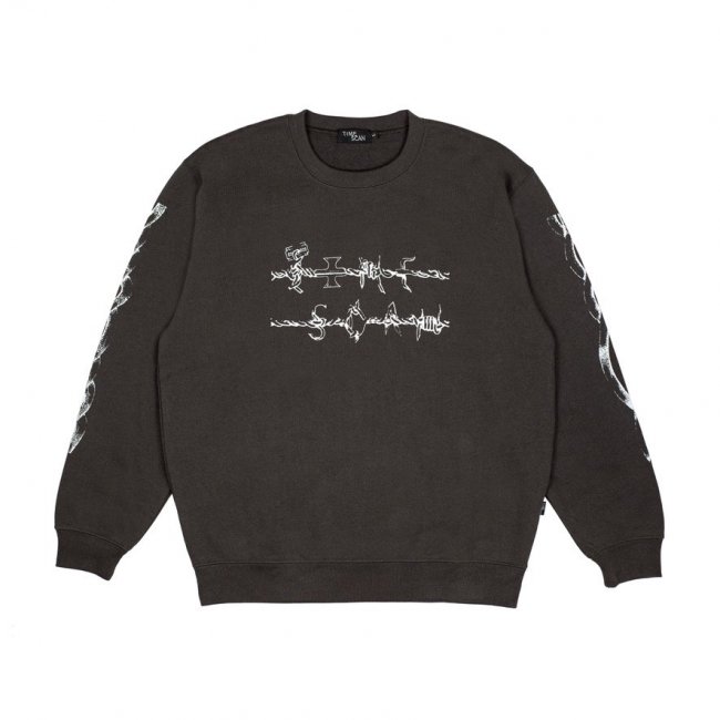 TIMESCAN " BARBED WIRE CREW NECK " BLACK