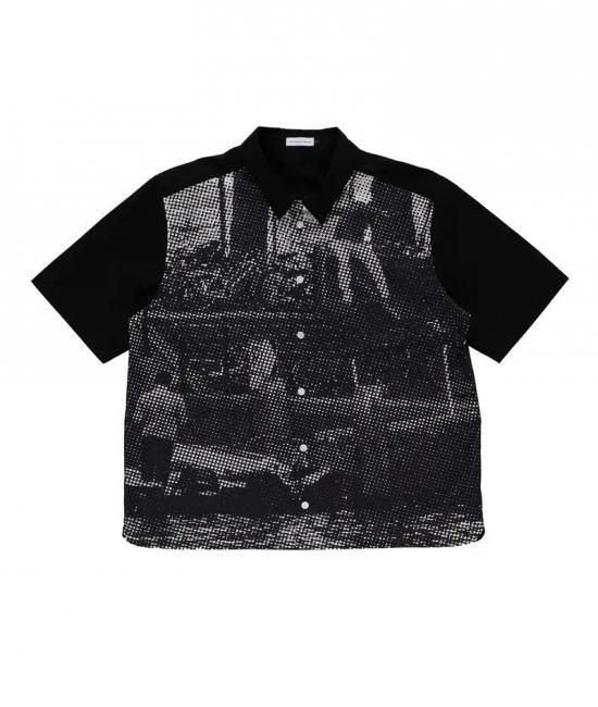POP TRADING COMPANY "Chima Shortsleeve Shirt" Black/White