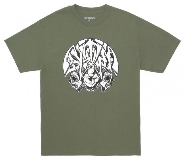 GX1000 " DYSTOPIA GAS MASK TEE " MILITARY GREEN