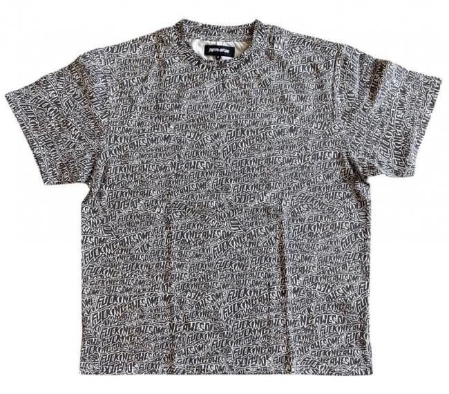 FUCKING AWESOME " BURNT STICKER STAMP TEE " AOP