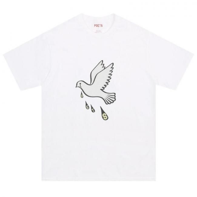 POETS  "MESSAGE DOVE SCREENED T SHIRT"  WHITE