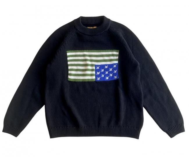 CARPET COMPANY " C- STAR FLAG WOVEN SWEATER " BLACK