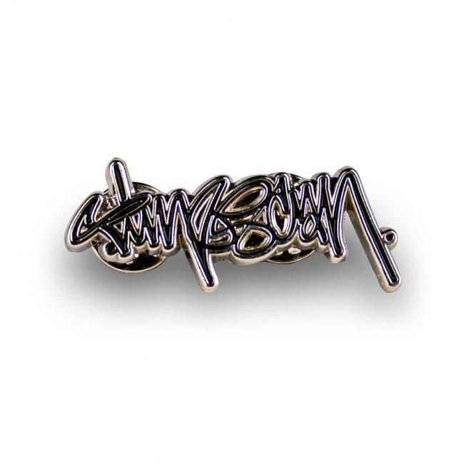 TIMESCAN " SCRIPT LOGO SILVER PINBADGE "