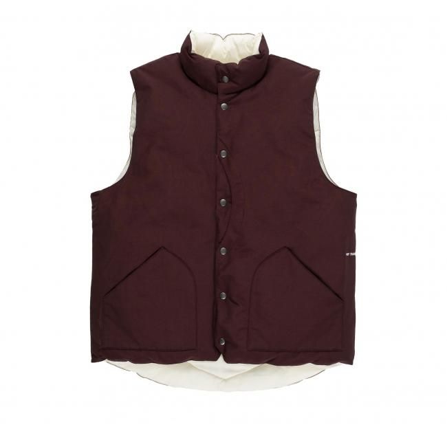 POP TRADING COMPANY " QUILTED REVERSIBLE VEST IN FUDGE/ OFF WHITE "
