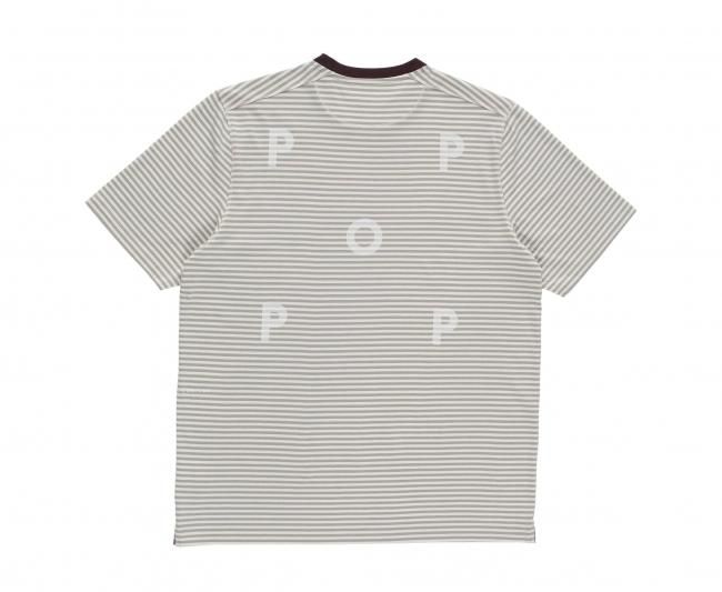 POP TRADING COMPANY " STRIPED LOGO T-SHIRT IN QUARRY " 