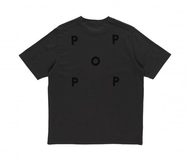 POP TRADING COMPANY " LOGO T-SHIRT IN ANTHRACITE/ BLACK " 