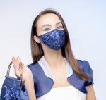 ファッションマスク　紺3Dレース【 小顔+抗ウイルス+一年保証】マドンナシェイプマスク　3DN5
