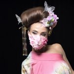 【受注生産】パーティマスク ドレスマスク 淡ピンク 立体花マスク 3D 花びら 個性的なファッションマスク 日本製