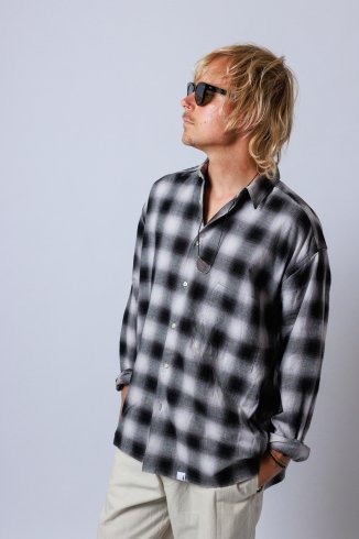 返品不可 WAX THM Ombre check shirts ネイビー | gcvalues.com