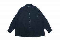 Wool mix open collar shirts ブラック