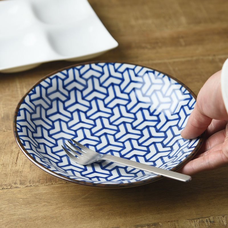 和ごころ 20.5cmパスタ皿カレー皿 組亀甲 日本の伝統模様[定番] - 業務用食器販売用食器 卸売のやまに