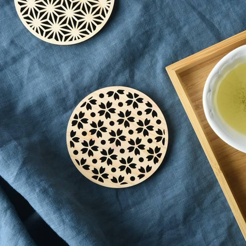 組子 コースター/茶托 桜（2個セット） | ギフトショップ Nihon