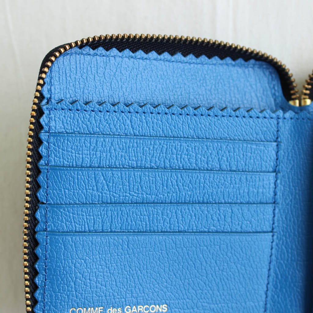 Wallet COMME des GARCONS / 二つ折りZIP財布 SA2100IC BLACK/BLUE/COLOUR INSIDE