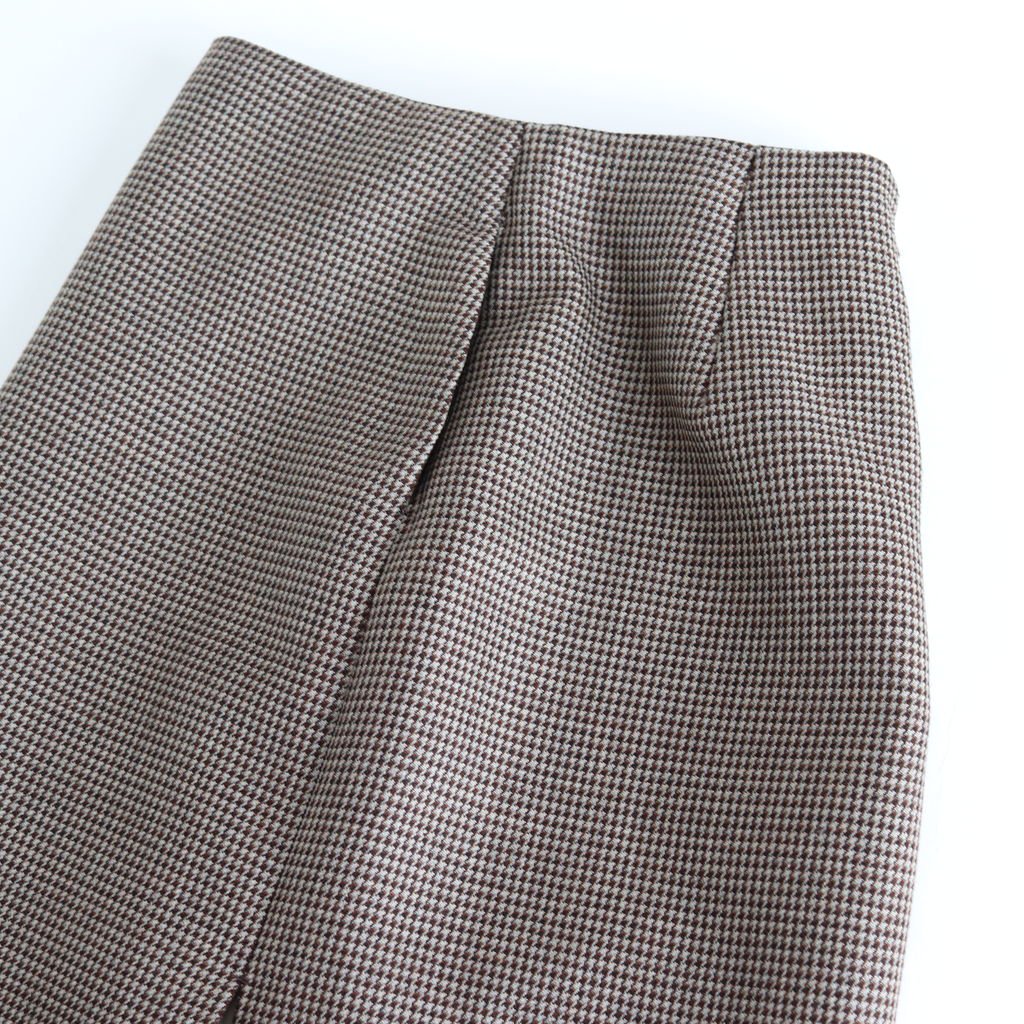 AURALEE / DOUBLE FACE CHECK SLIT SKIRT HOUND'S-TOOTH CHECK