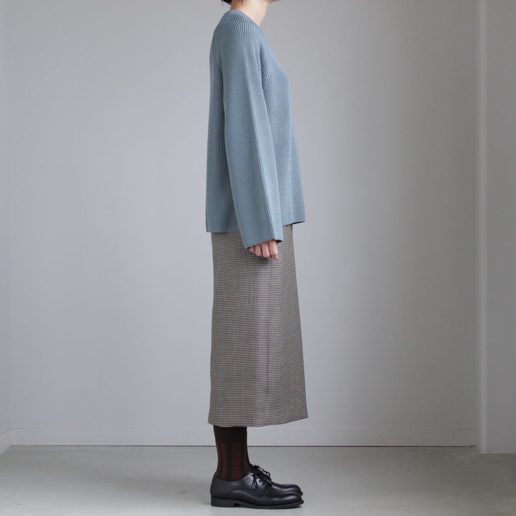 AURALEE / DOUBLE FACE CHECK SLIT SKIRT HOUND'S-TOOTH CHECK