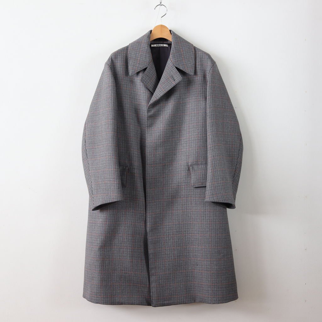 18aw Auralee DOUBLE FACE CHECK LONG COAT ステンカラーコート 純正品