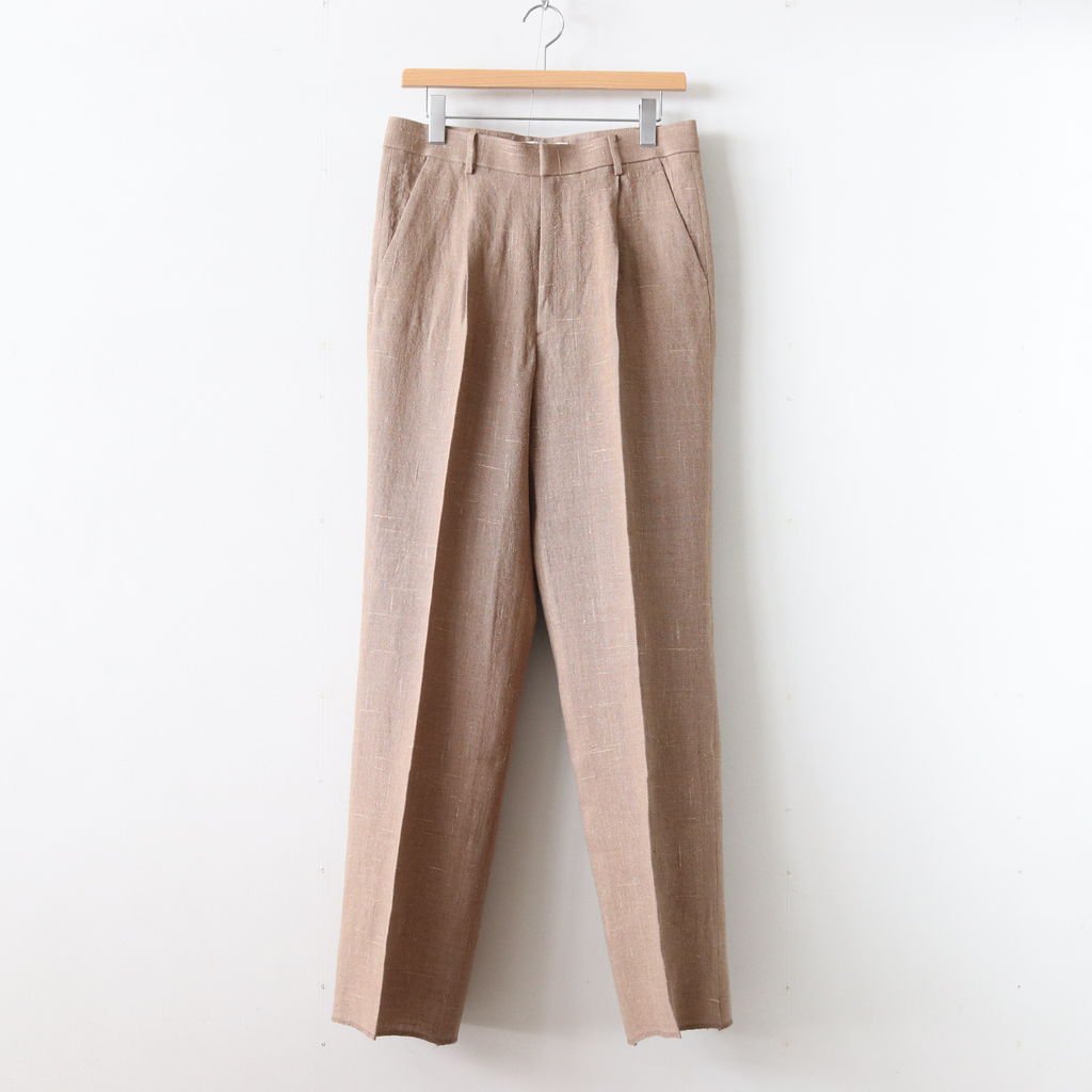 LINEN SILK SUMMER TWEED SLACKS #BROWN CHAMBRAY [A9SP03LS] _