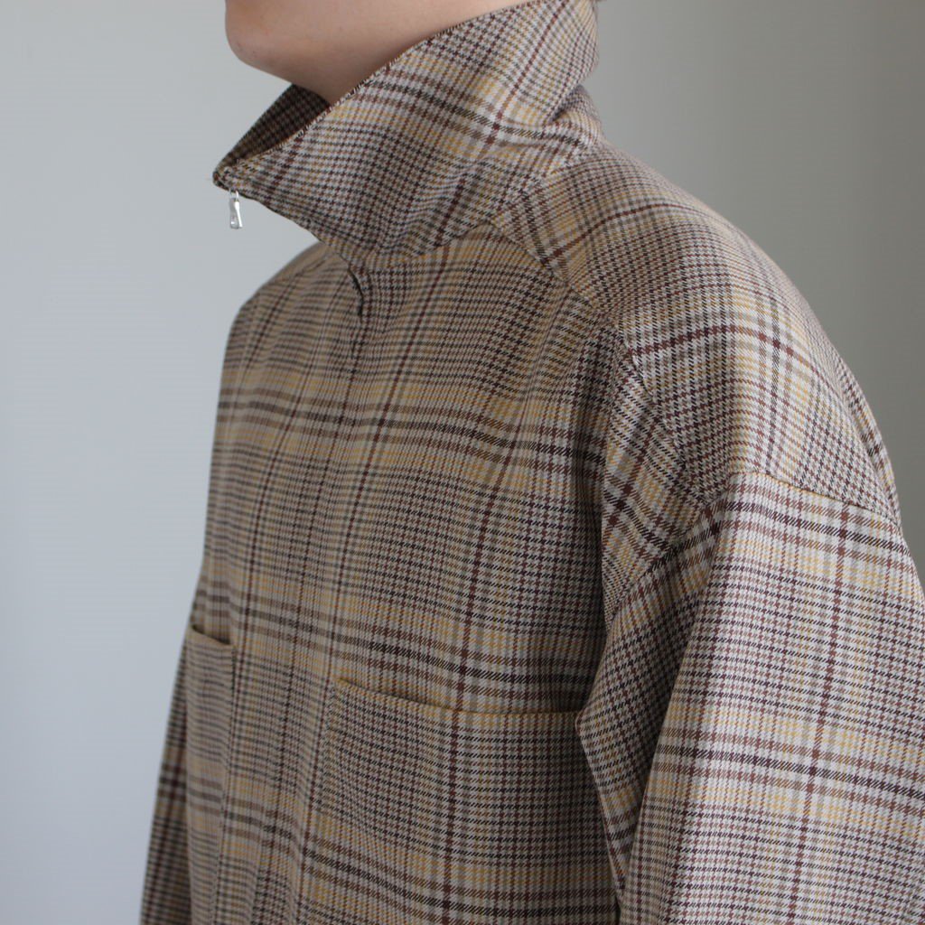 WOOL SERGE CHECK ZIP-UP BLOUSON - アウター