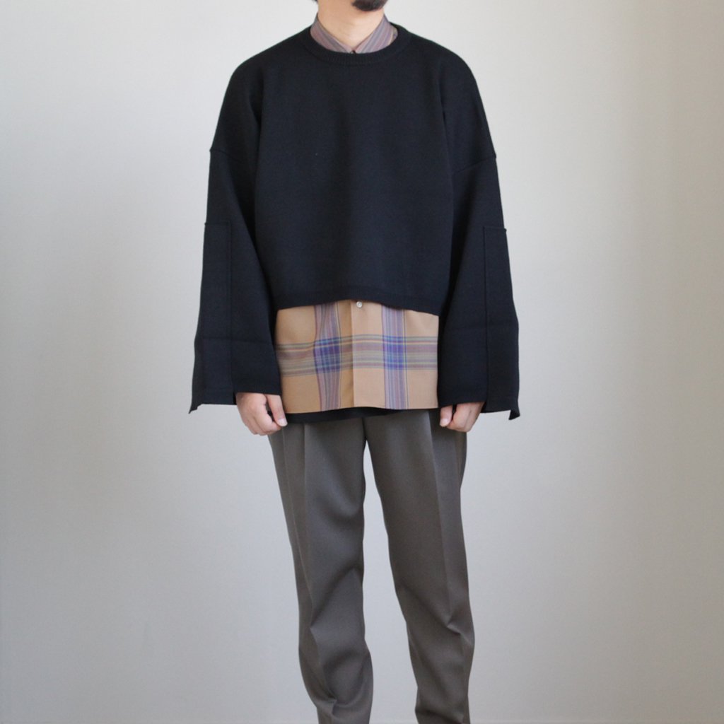 メール便可 2セットまで stein 19AW EX SLEEVE KNIT LS #BLACK ニット