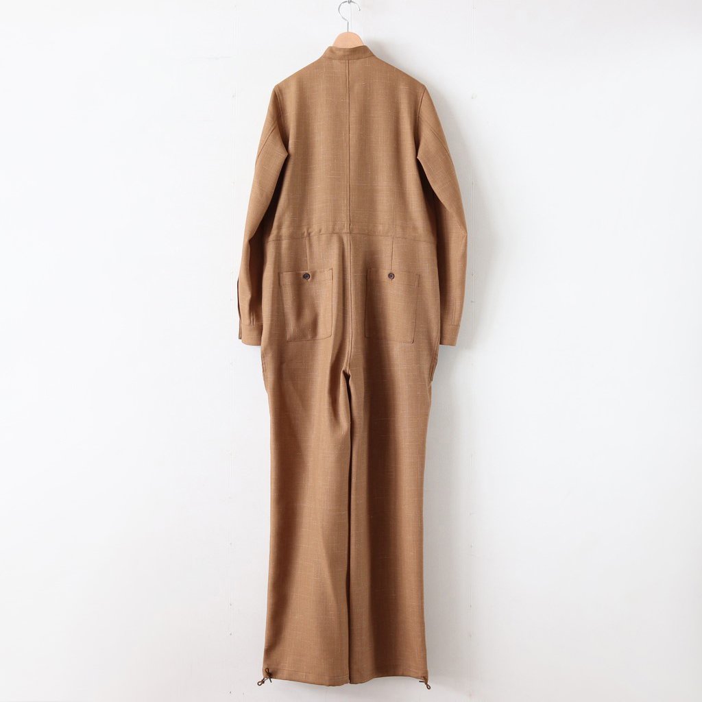 WOOL CUPRA LINEN CLOTH JUMPSUIT #BROWN CHECK [A20ST06CL] _ AURALEE