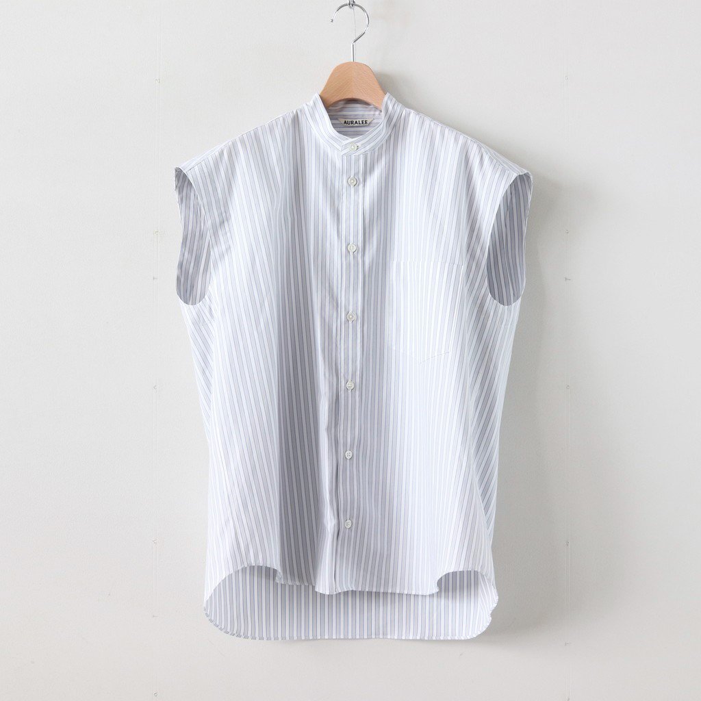 AURALEE WASHED FINX TWILL STRIPE SHIRTS-