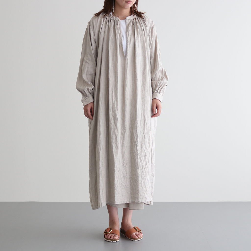 YAECA / GATHER BLOUSE LONG NATURAL