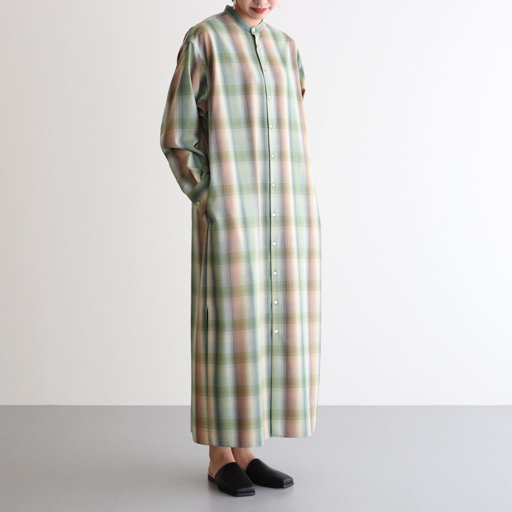 Super Light Wool Check Maxi One Piece Green Check 0ad02lc Auralee オーラリー