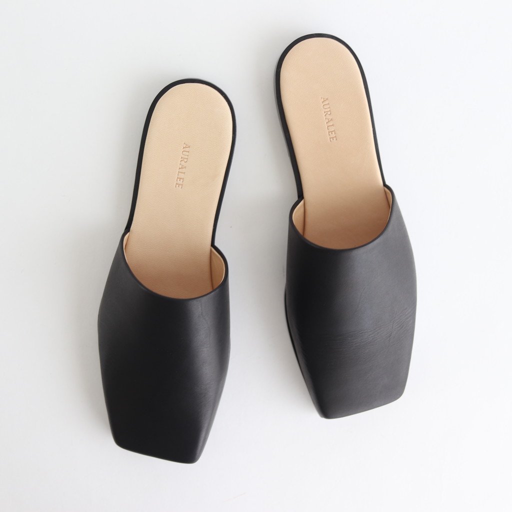 AURALEE / LEATHER SQUARE SANDALS MADE BY FOOT THE COACHER BLACK