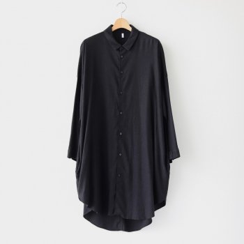 FOVSH｜30/-レーヨンリネンキャンバス スモールカラーオーバーロングシャツ #BLACK [A0_FR062SF] _ FIRMUM | フィルマム