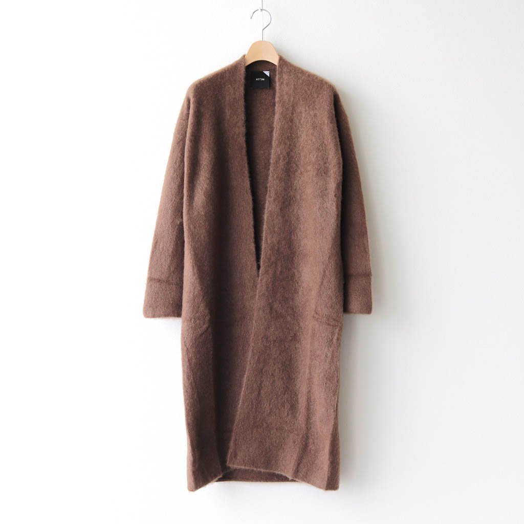 ATON / FUR CASHMERE LONG CARDIGAN BROWN