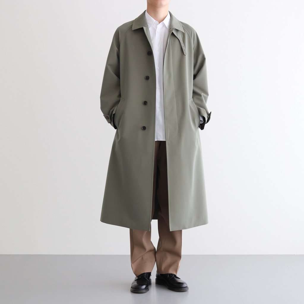 WOOL MAX CANVAS CHAMBRAY SOUTIEN COLLAR COAT #OLIVE CHAMBRAY 